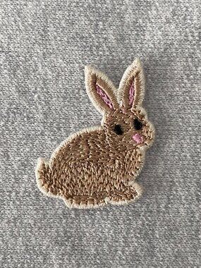 1 Embroidered Little Light Brown Bunny Iron-on Patch 3cm x 3.6cm